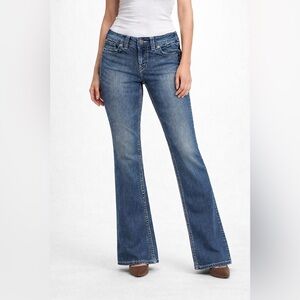 Silver Jeans Suki Surplus Bootcut Mid Rise Stretch Jeans Blue Medium Wash 29